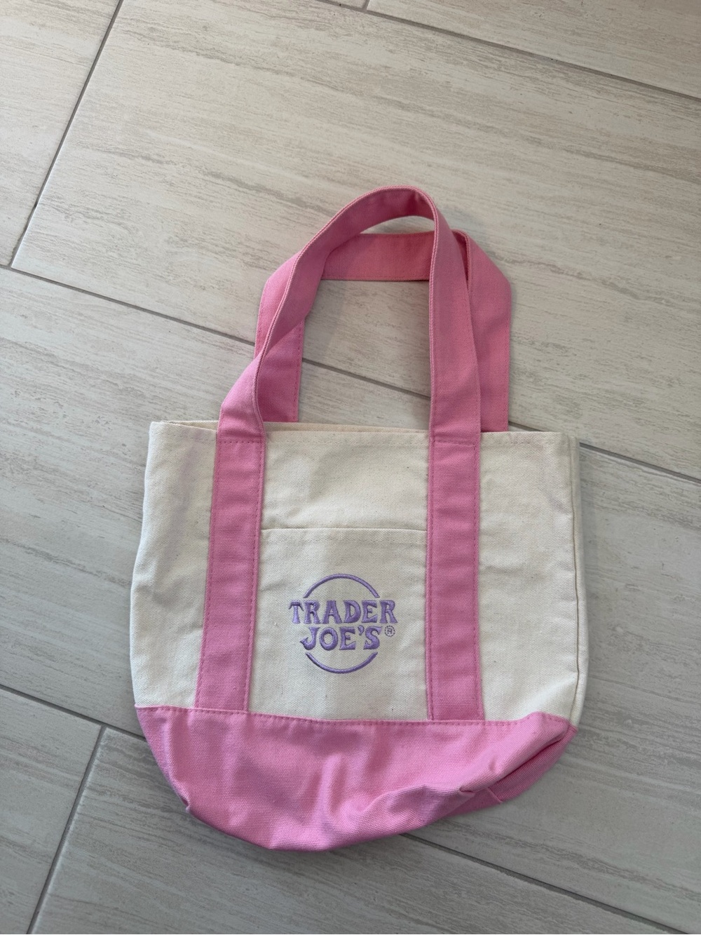 Pink and Cream Trader Joe’s Canvas Tote Bag